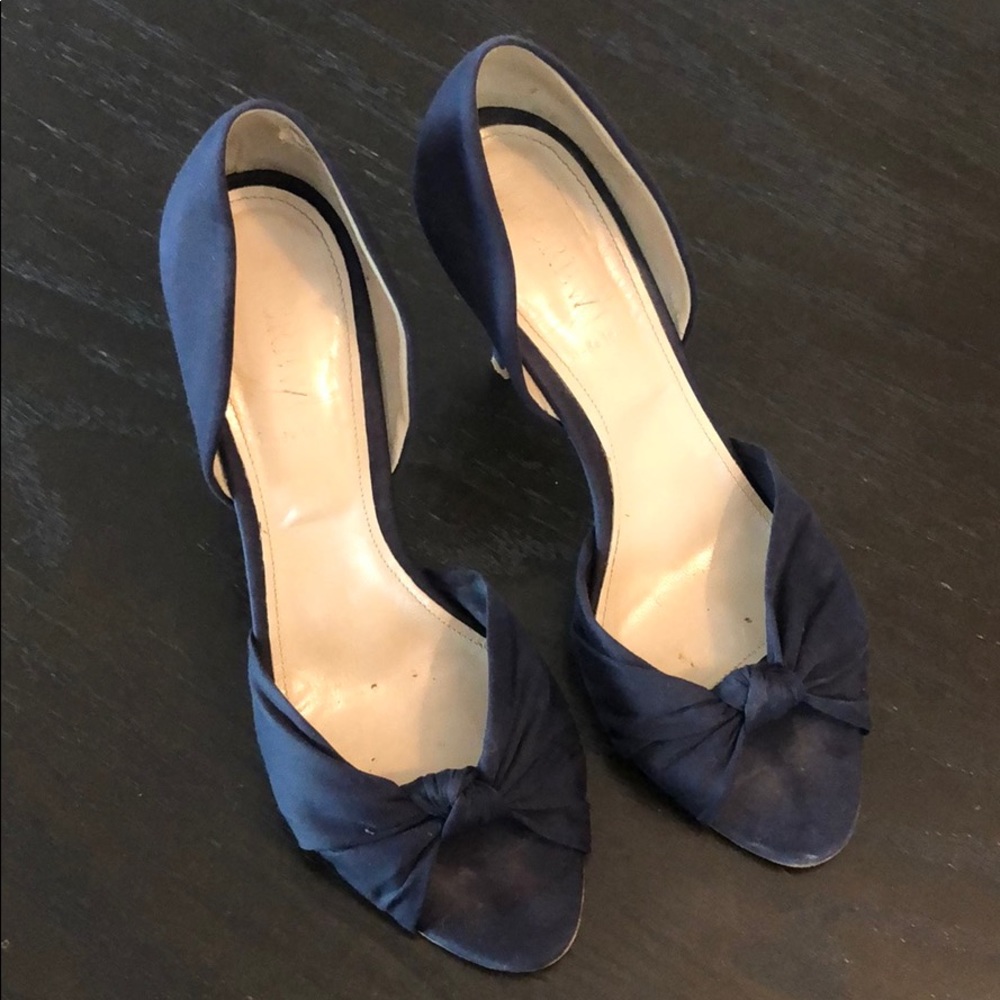 Size 8 J. Crew Satin Knot D’Orsey Stiletto - navy
